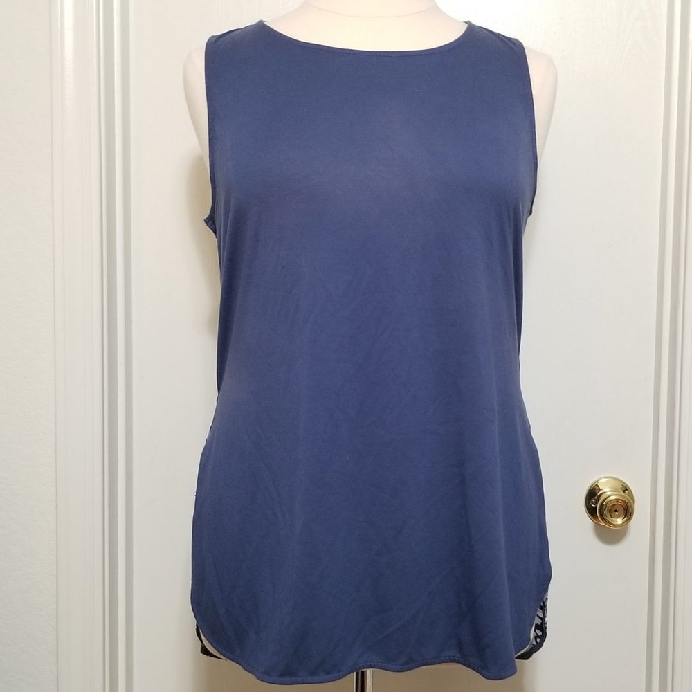 Tangerine Tank Tunic Sz XL~Dark Denim~Burnout~Layered~Tank Top